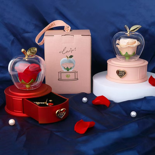 Round Jewelry Box with Rose Drawer
