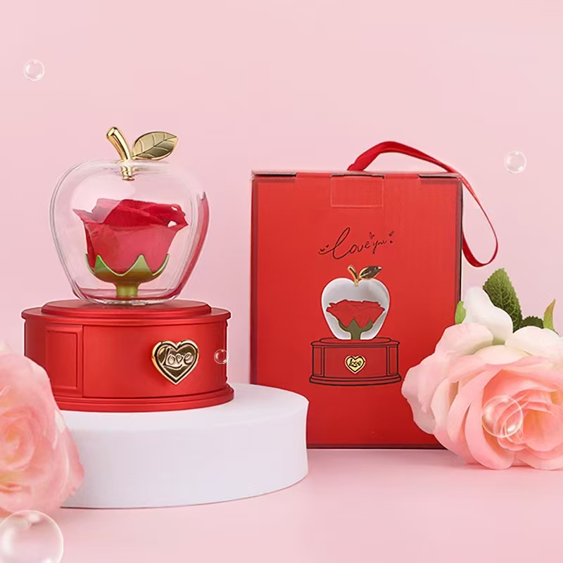 Round Jewelry Box with Rose Drawer