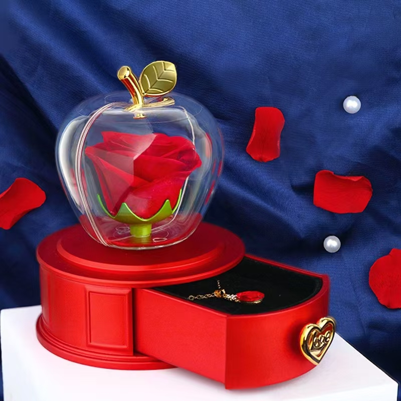 Round Jewelry Box with Rose Drawer
