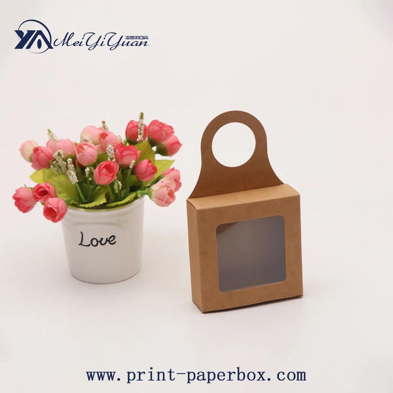 Kraft paper red wine gift box with hook PVC window gift box
