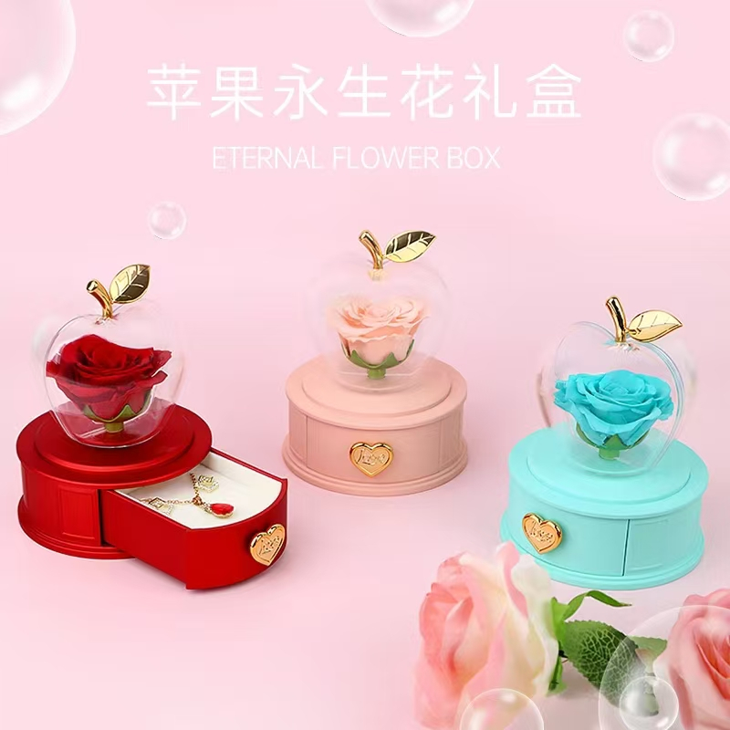 Round Jewelry Box with Rose Drawer