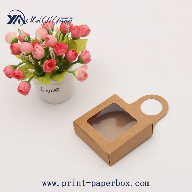 Kraft paper red wine gift box with hook PVC window gift box