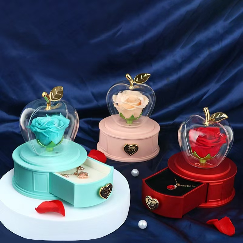 Round Jewelry Box with Rose Drawer